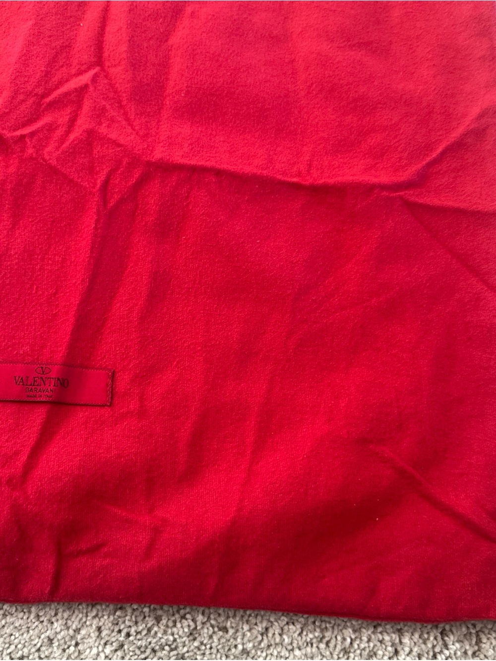 Valentino Garavani Large Red Flannel Thick Draw string Dust Bag 19x20 Luxury - Picture 3 of 8